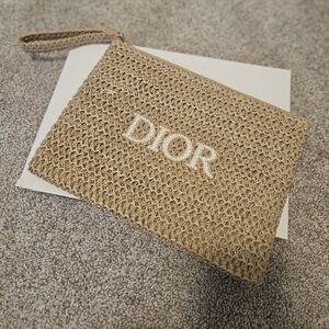 Dior Beige Raffia Pouch